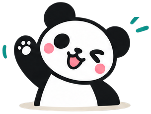 Panda guardian helping pet